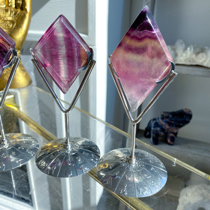 Imperfect Fluorite Diamond on Stand - Choose Your Piece
