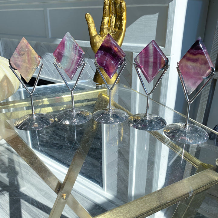 Imperfect Fluorite Diamond on Stand - Choose Your Piece