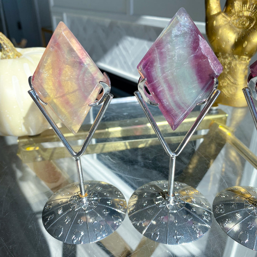 Imperfect Fluorite Diamond on Stand - Choose Your Piece