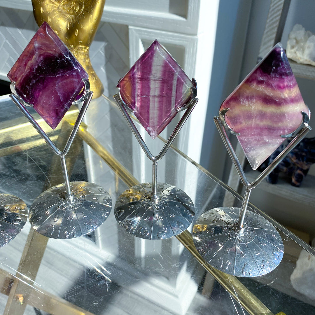 Imperfect Fluorite Diamond on Stand - Choose Your Piece