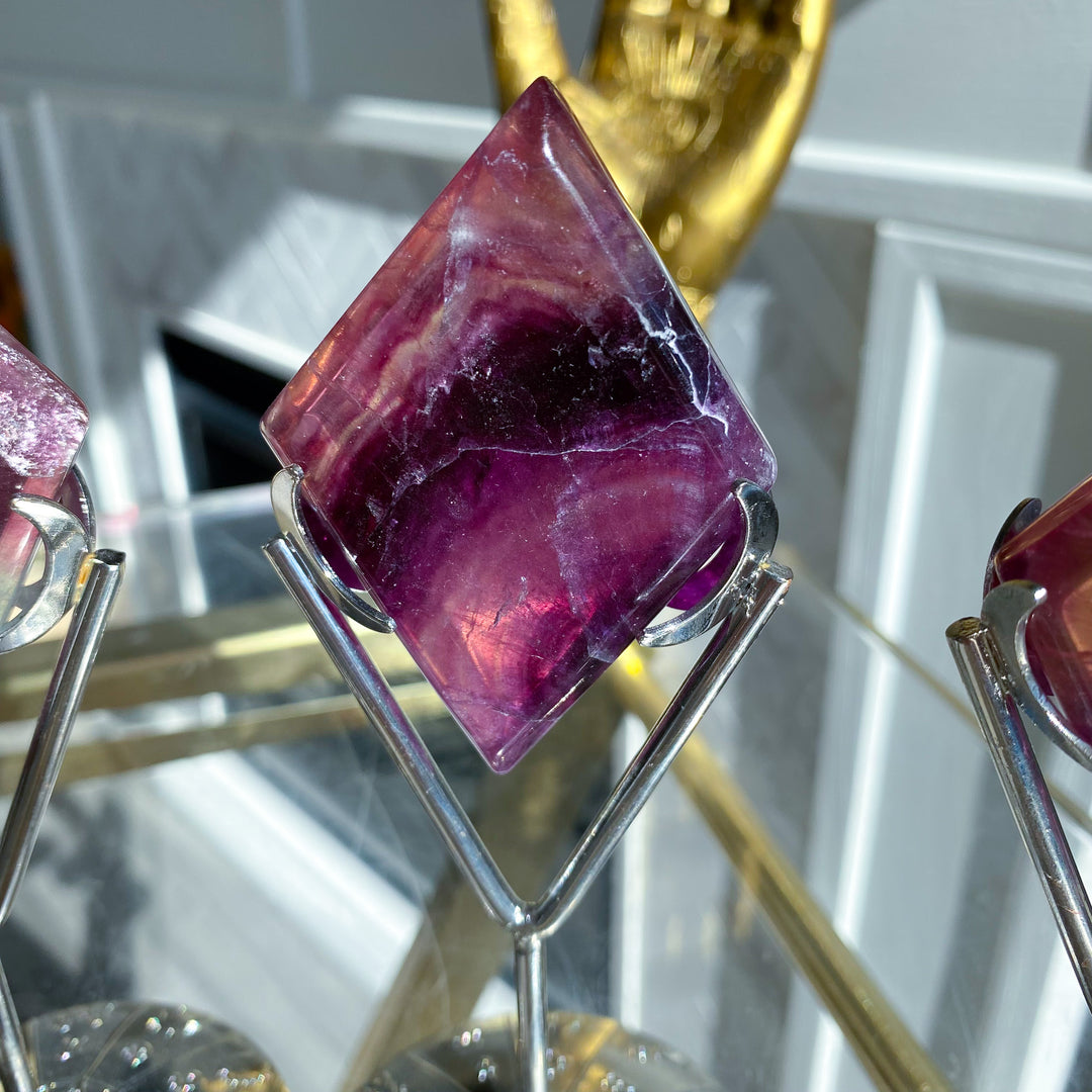 Imperfect Fluorite Diamond on Stand - Choose Your Piece