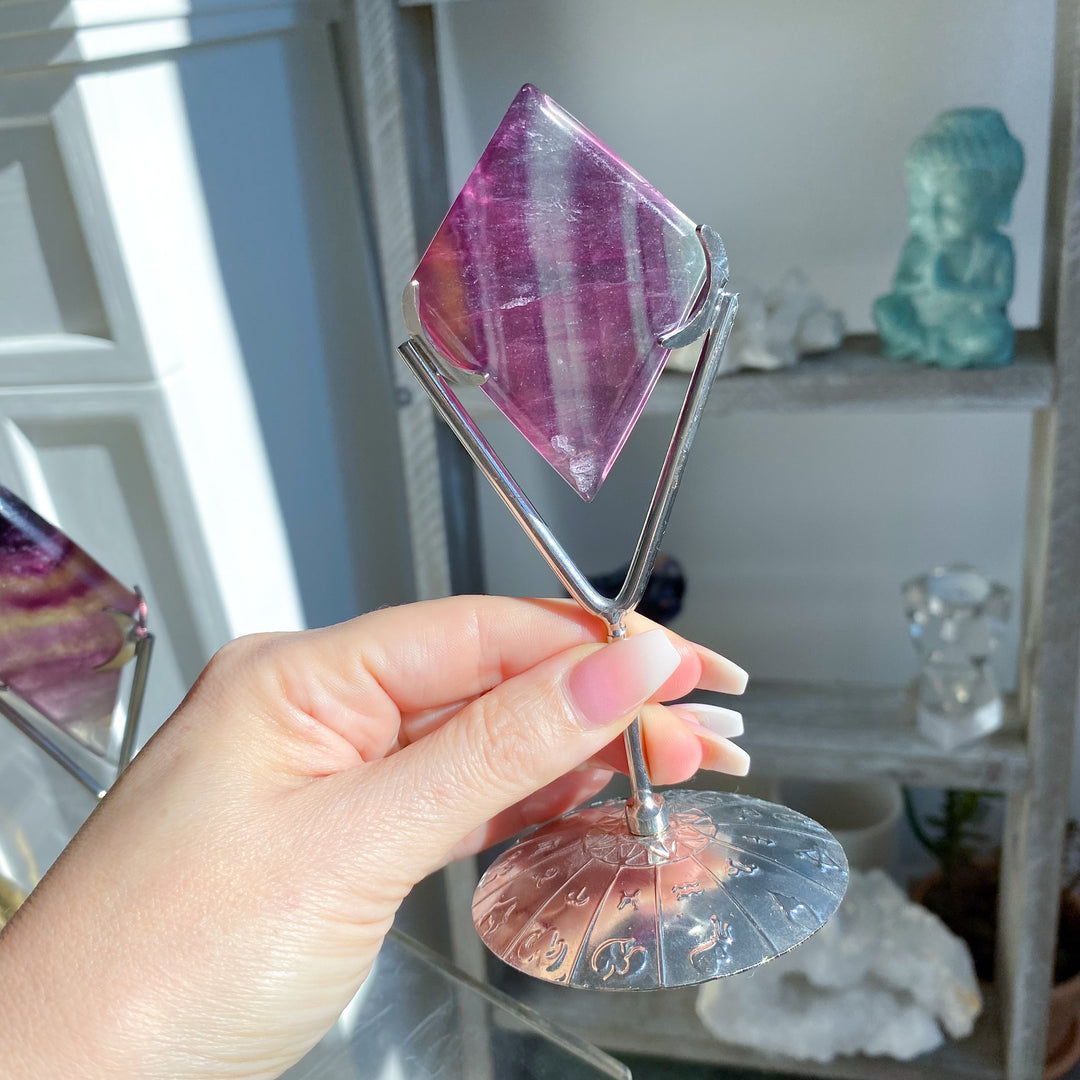 Imperfect Fluorite Diamond on Stand - Choose Your Piece