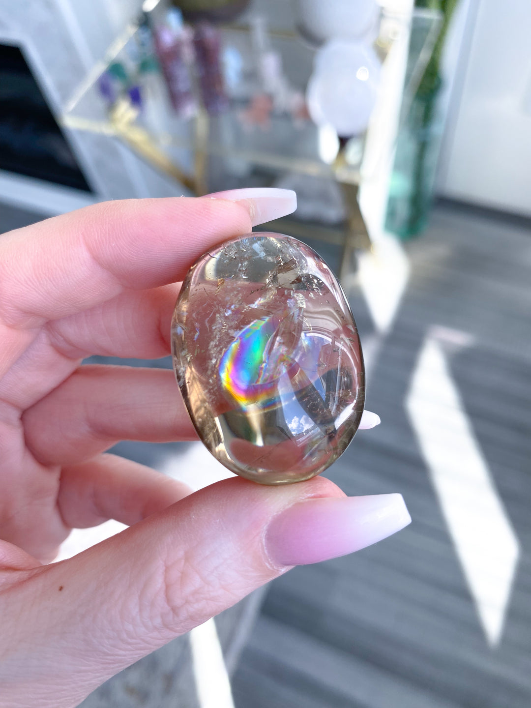 Rainbow Bright Natural Citrine Pebble