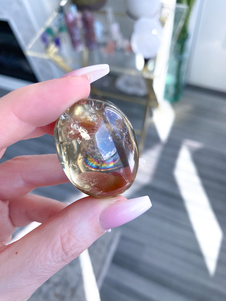 Rainbow Bright Natural Citrine Pebble