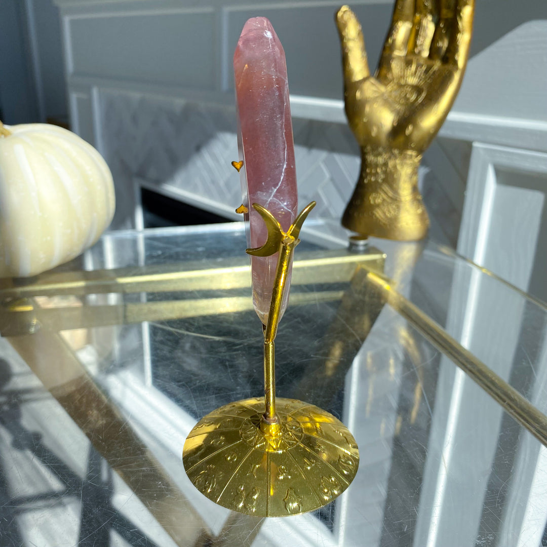 Purple &amp; Yellow Fluorite Diamond on Stand 