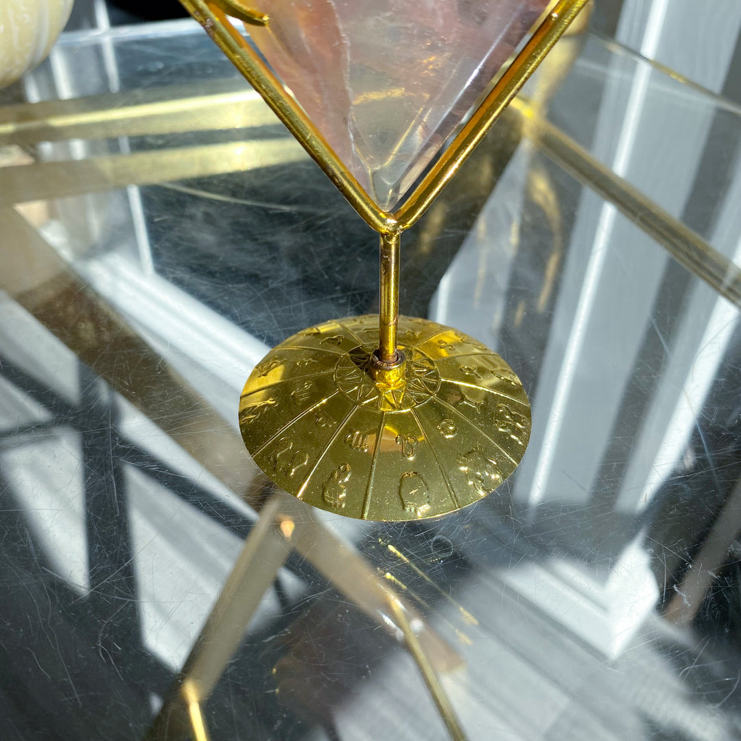 Purple &amp; Yellow Fluorite Diamond on Stand 