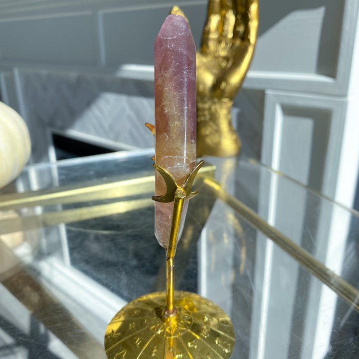 Purple &amp; Yellow Fluorite Diamond on Stand 
