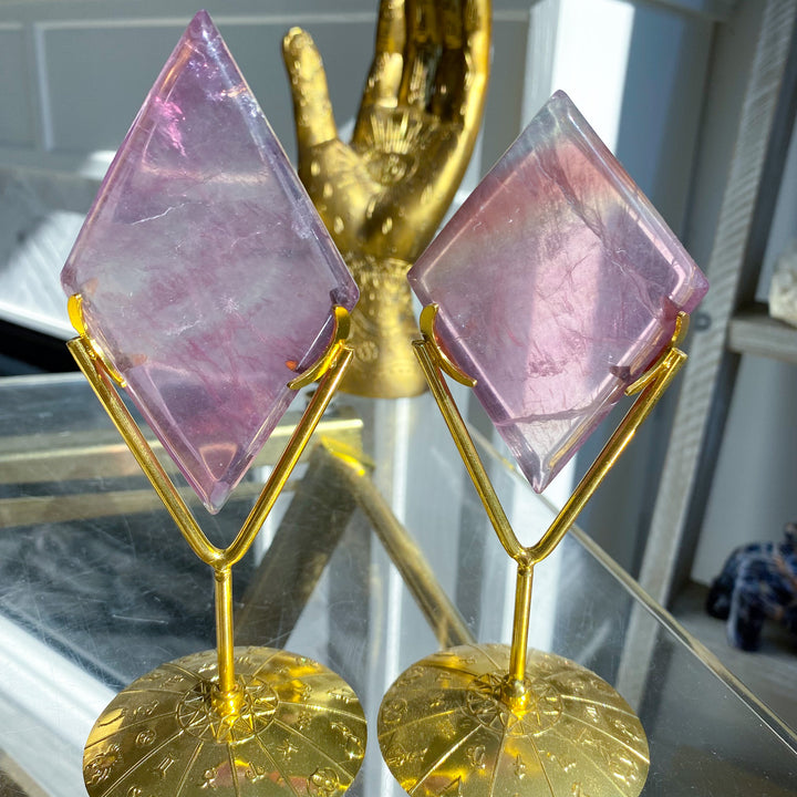 Purple Fluorite Diamond on Stand