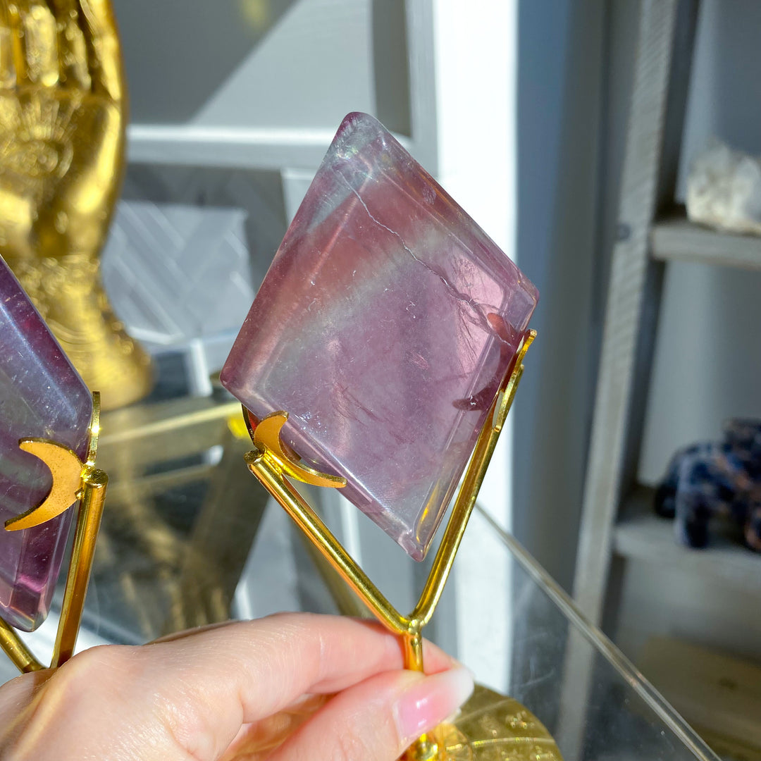 Purple Fluorite Diamond on Stand