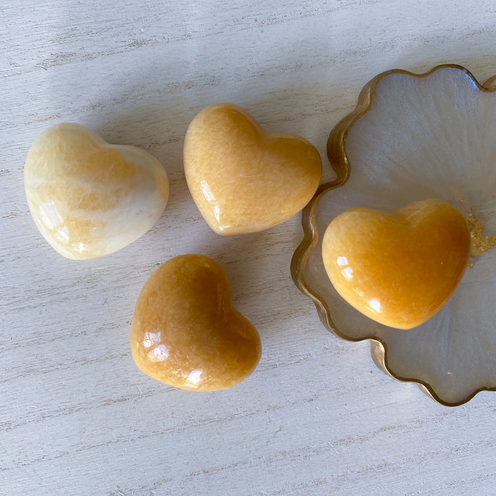 Puffy Yellow Calcite Heart