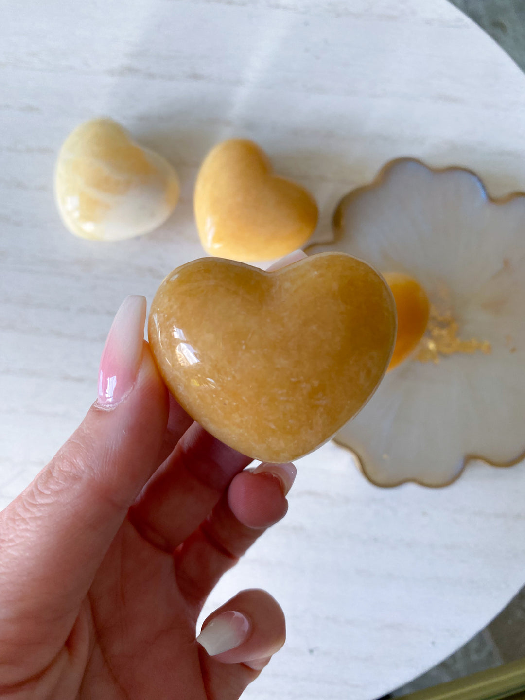 Puffy Yellow Calcite Heart