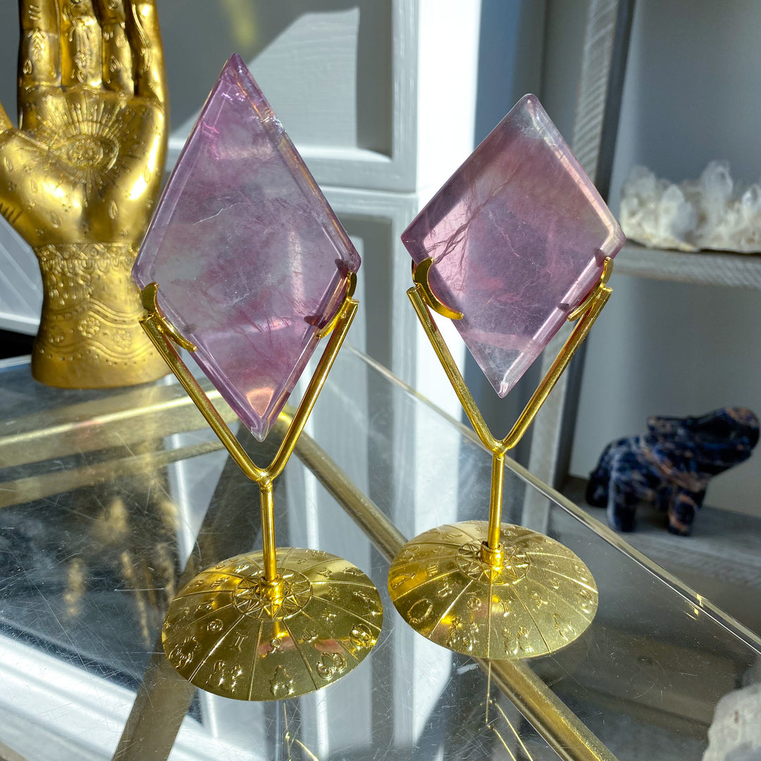 Purple Fluorite Diamond on Stand