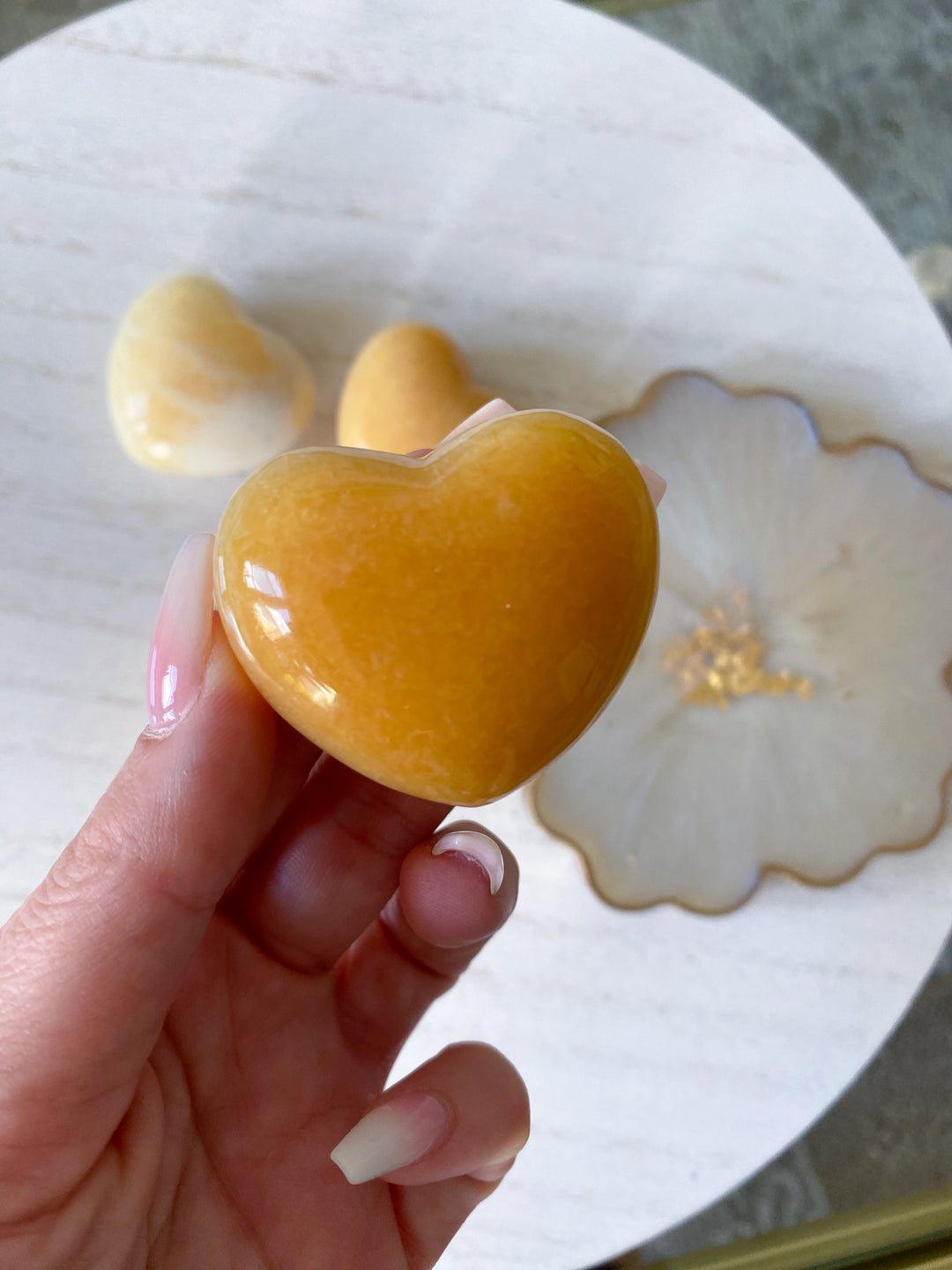 Puffy Yellow Calcite Heart