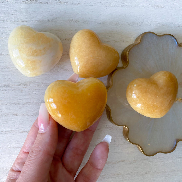 Puffy Yellow Calcite Heart