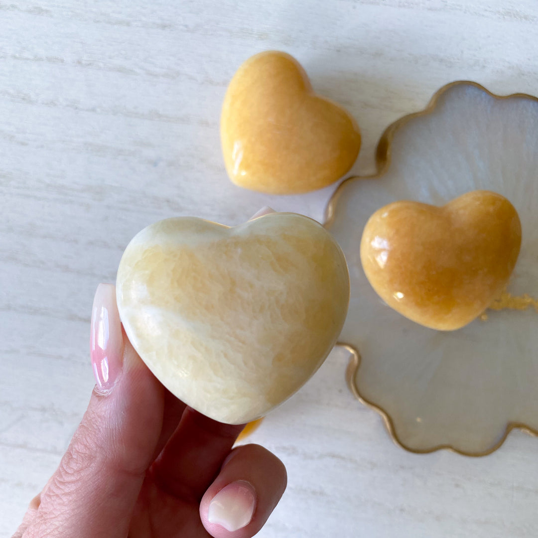 Puffy Yellow Calcite Heart