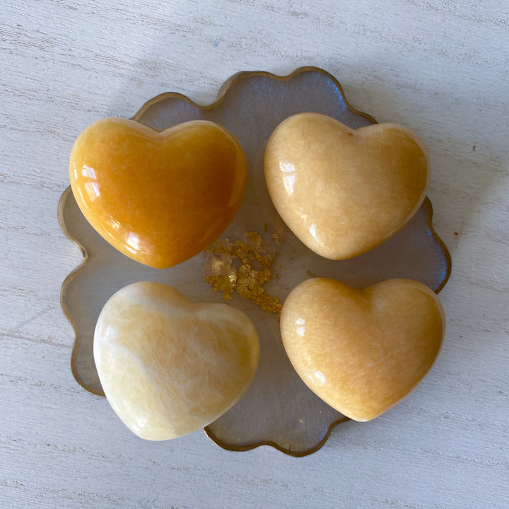 Puffy Yellow Calcite Heart