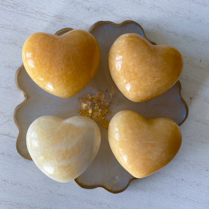 Puffy Yellow Calcite Heart