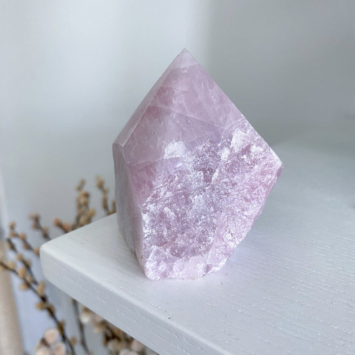 PINK Kunzite Top Polish - Slight Chipped Tip - Get Exact Piece - Self Love - Self Care - Pink Kunzite - White Kunzite