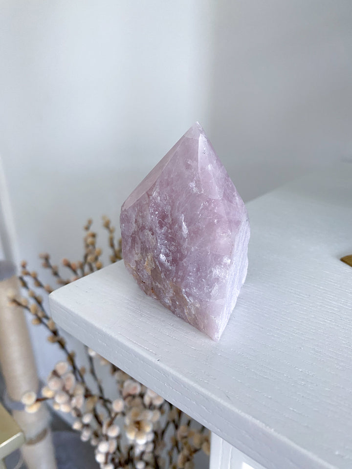 PINK Kunzite Top Polish - Slight Chipped Tip - Get Exact Piece - Self Love - Self Care - Pink Kunzite - White Kunzite