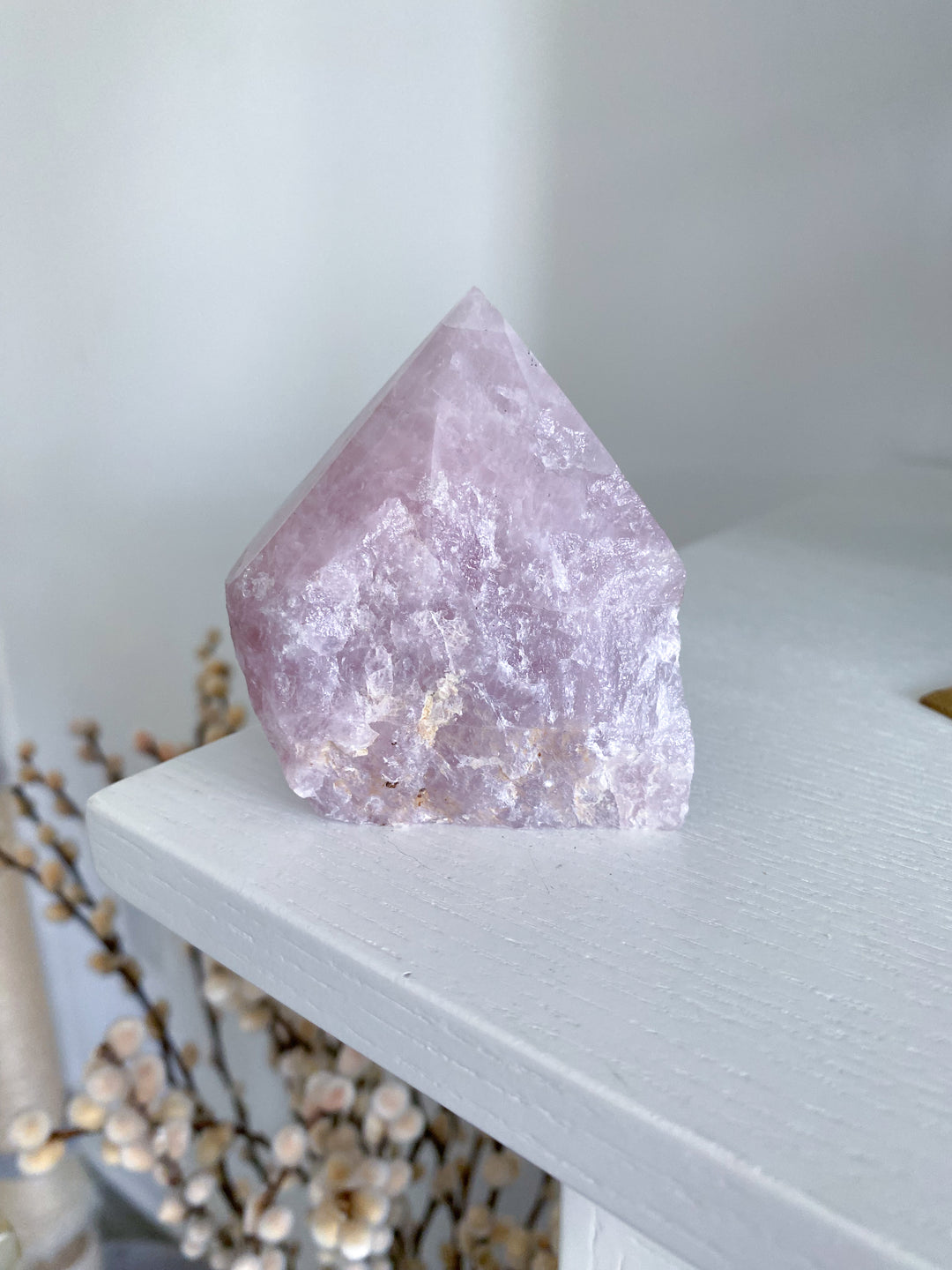 PINK Kunzite Top Polish - Slight Chipped Tip - Get Exact Piece - Self Love - Self Care - Pink Kunzite - White Kunzite