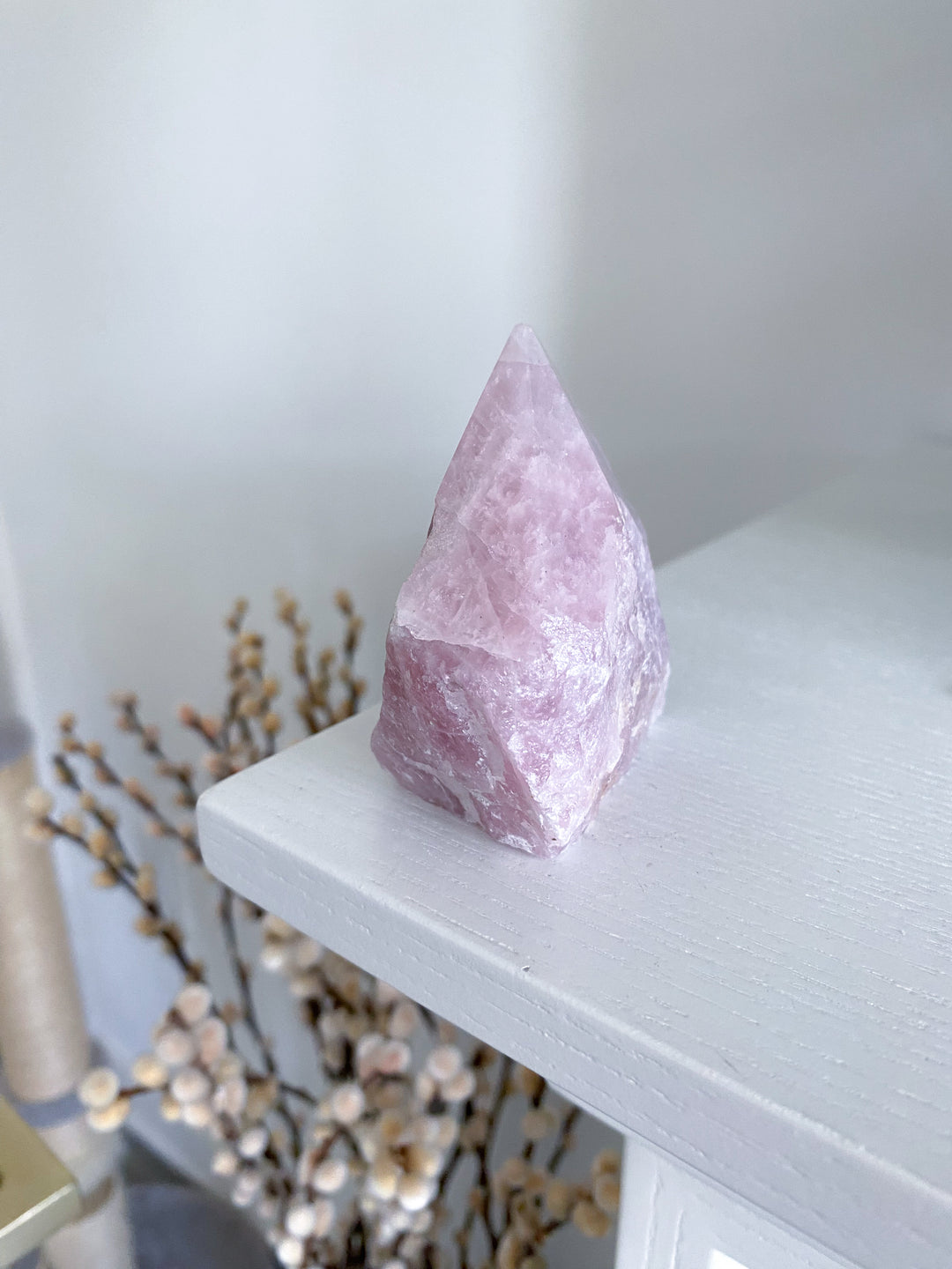 PINK Kunzite Top Polish - Slight Chipped Tip - Get Exact Piece - Self Love - Self Care - Pink Kunzite - White Kunzite