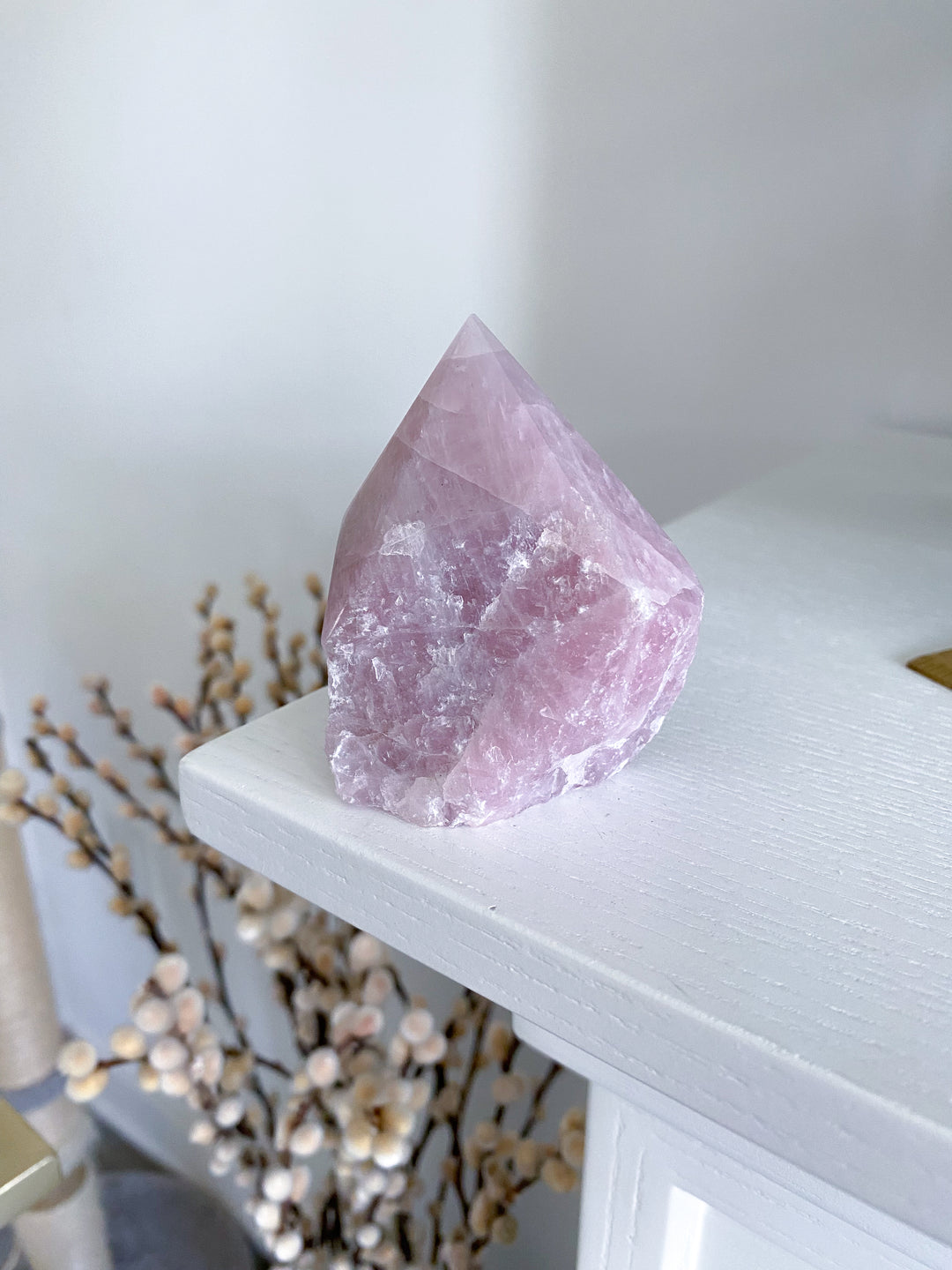 PINK Kunzite Top Polish - Slight Chipped Tip - Get Exact Piece - Self Love - Self Care - Pink Kunzite - White Kunzite