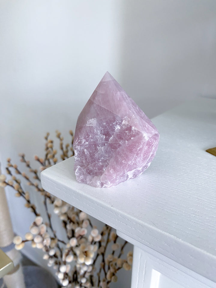 PINK Kunzite Top Polish - Slight Chipped Tip - Get Exact Piece - Self Love - Self Care - Pink Kunzite - White Kunzite