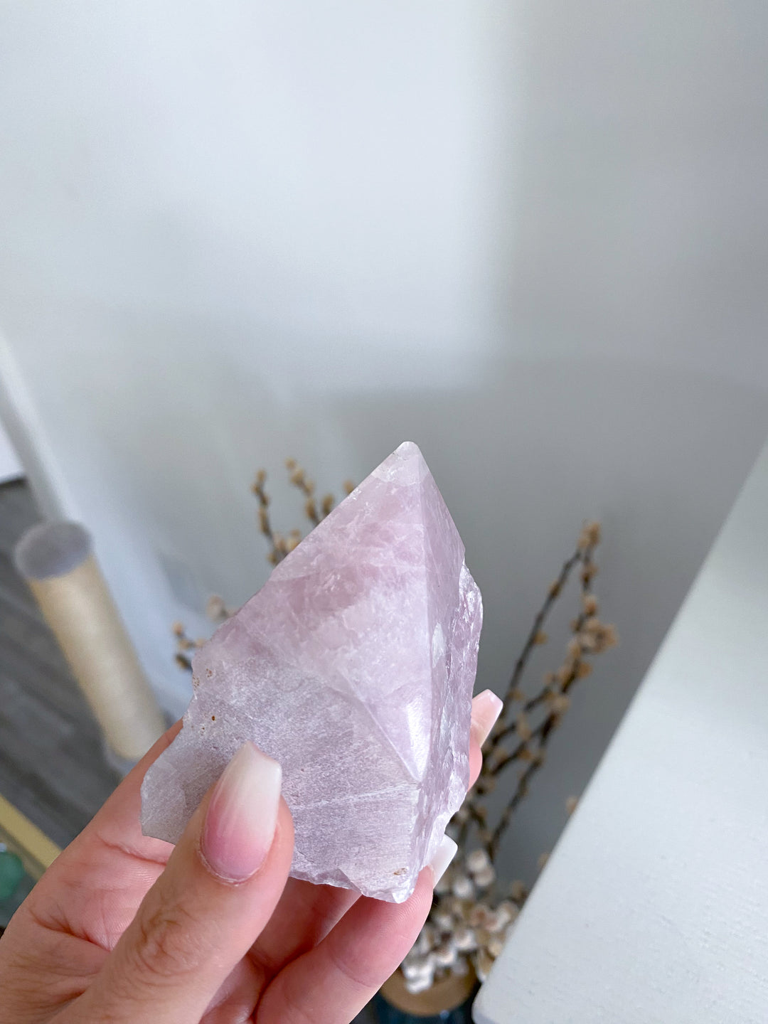 PINK Kunzite Top Polish - Slight Chipped Tip - Get Exact Piece - Self Love - Self Care - Pink Kunzite - White Kunzite