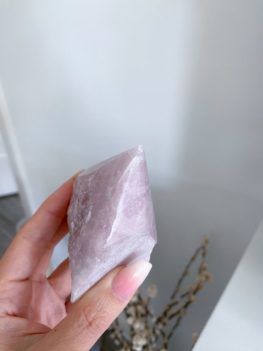 PINK Kunzite Top Polish - Slight Chipped Tip - Get Exact Piece - Self Love - Self Care - Pink Kunzite - White Kunzite