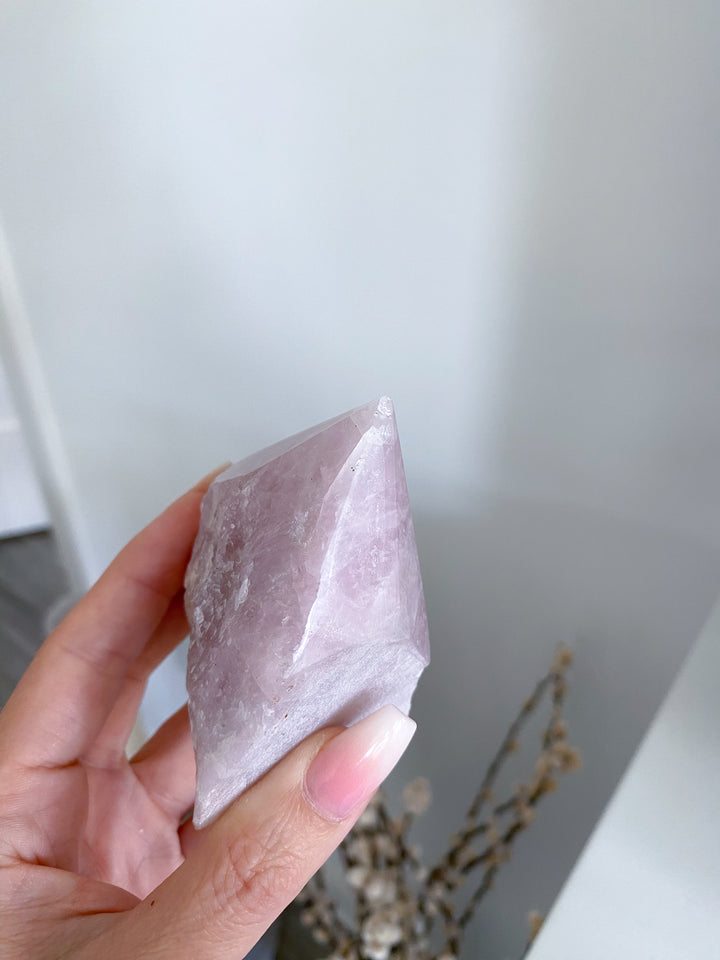 PINK Kunzite Top Polish - Slight Chipped Tip - Get Exact Piece - Self Love - Self Care - Pink Kunzite - White Kunzite
