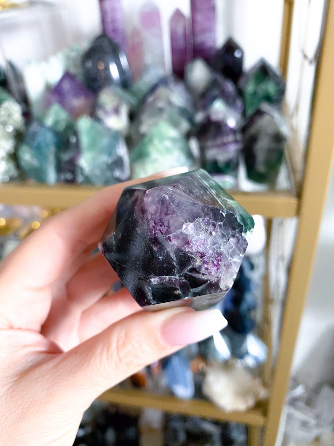 Deep Green, Purple Rainbow Fluorite Cupcake Tower Point