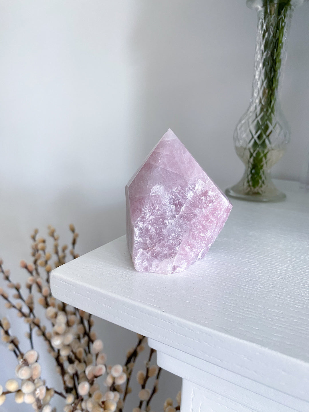 PINK Kunzite Top Polish - Slight Chipped Tip - Get Exact Piece - Self Love - Self Care - Pink Kunzite - White Kunzite