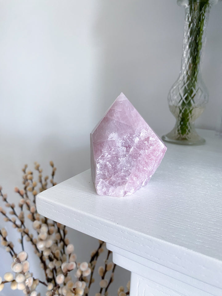 PINK Kunzite Top Polish - Slight Chipped Tip - Get Exact Piece - Self Love - Self Care - Pink Kunzite - White Kunzite