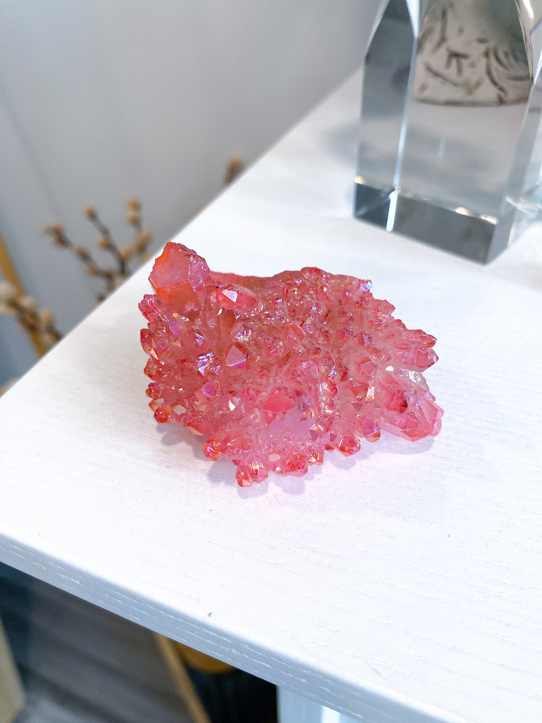 Pink Angel Aura Quartz Cluster