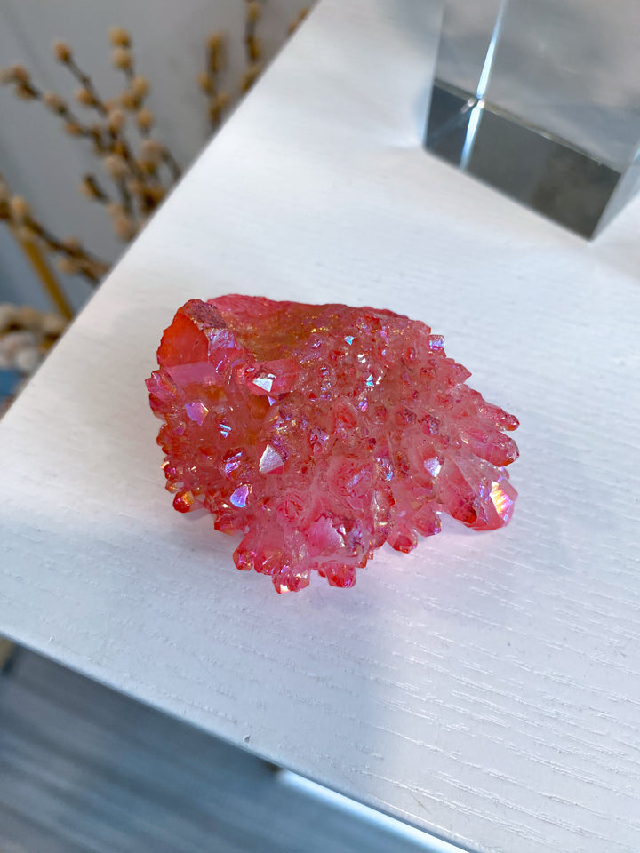 Pink Angel Aura Quartz Cluster