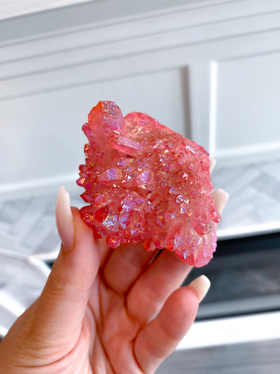 Pink Angel Aura Quartz Cluster