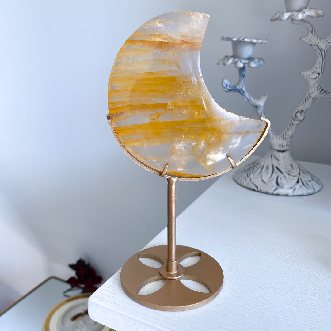 Tiger Stripe Golden Healer Moon on Stand 