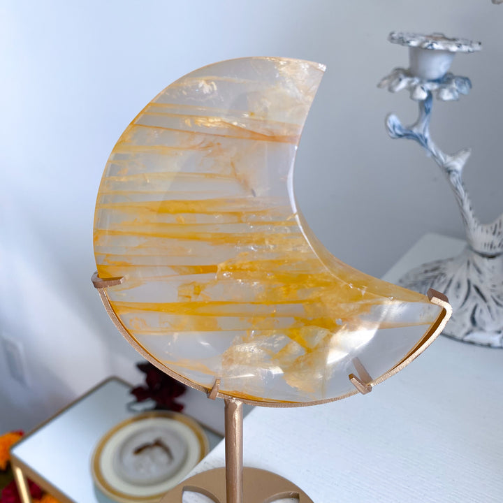 Tiger Stripe Golden Healer Moon on Stand 
