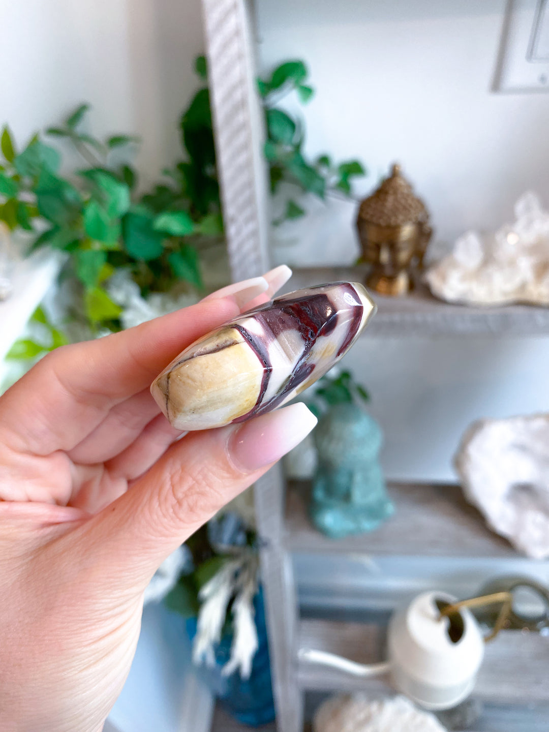 Red and Beige Mookaite Heart Carving #1