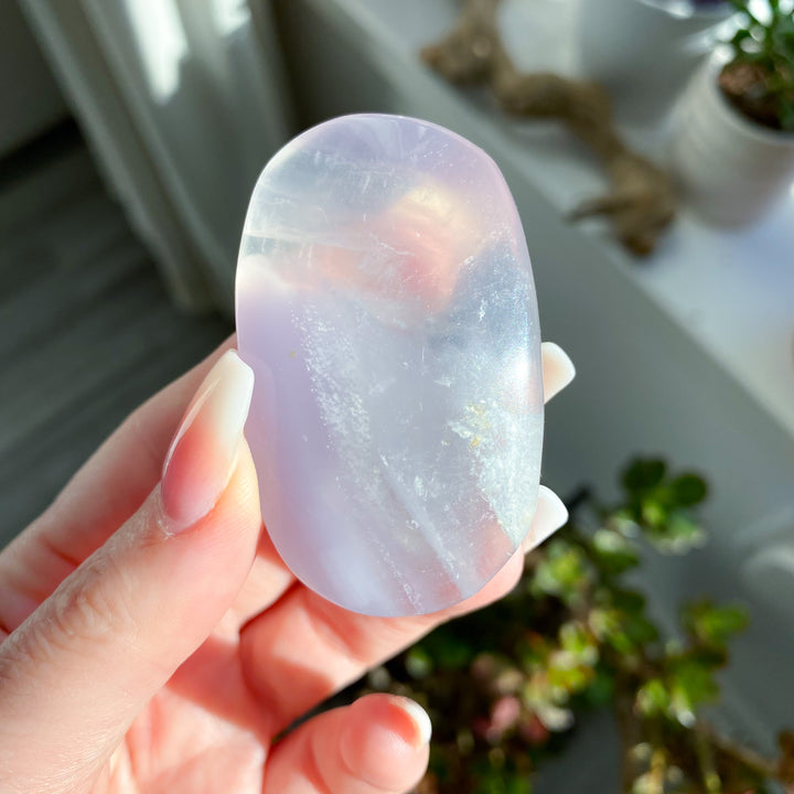 Pastel Lavender Fluorite Palm Stone 