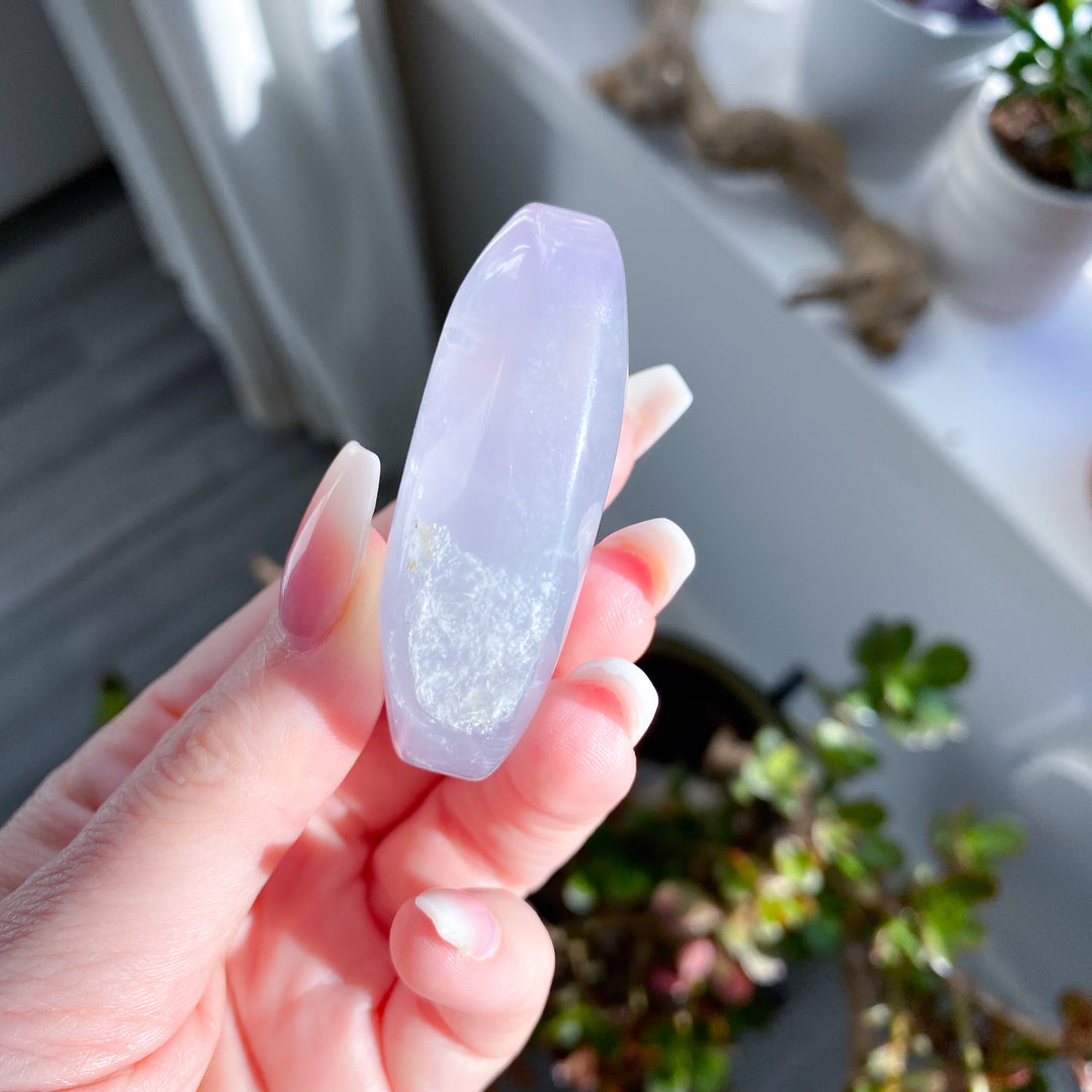 Pastel Lavender Fluorite Palm Stone 
