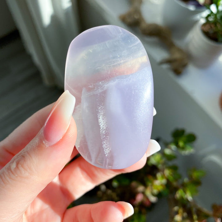 Pastel Lavender Fluorite Palm Stone 