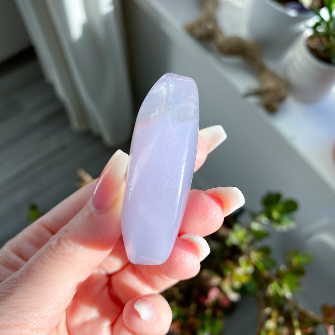 Pastel Lavender Fluorite Palm Stone 