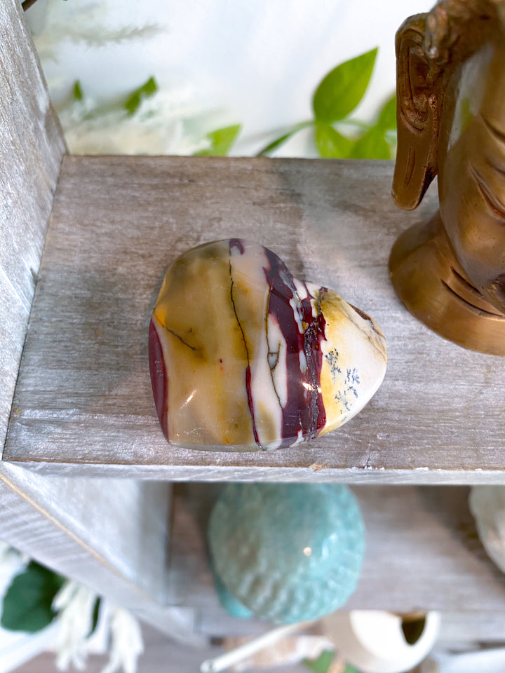 Red and Beige Mookaite Heart Carving #1