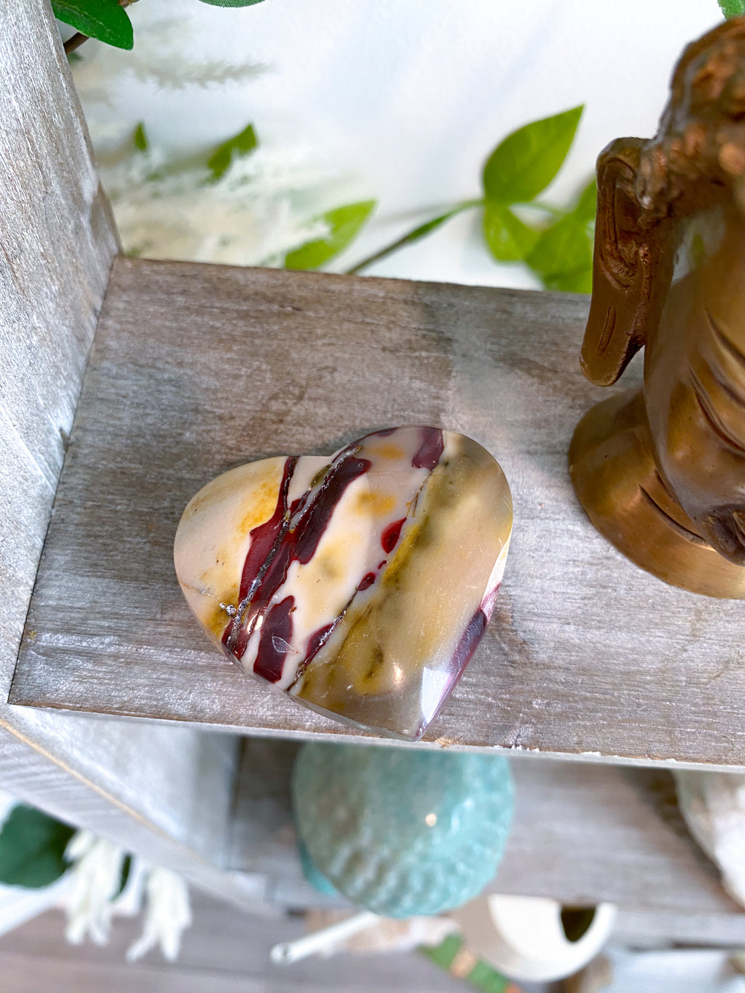 Red and Beige Mookaite Heart Carving #1