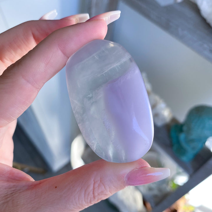 Pastel Lavender Fluorite Palm Stone 
