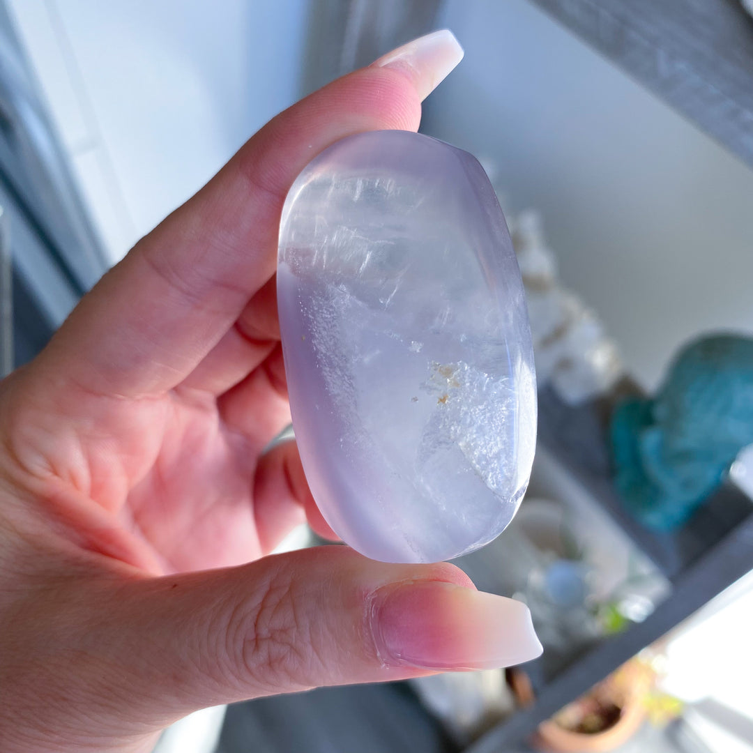 Pastel Lavender Fluorite Palm Stone 