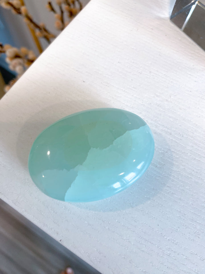 Small Pistachio Green Calcite Palm Stone #2