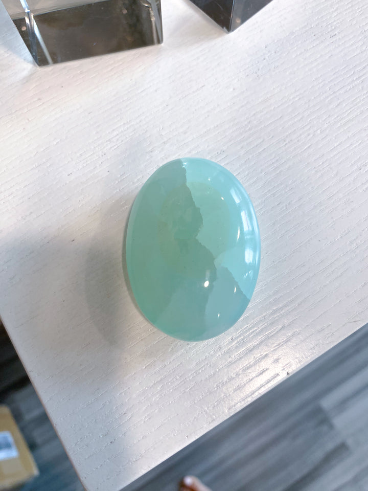 Small Pistachio Green Calcite Palm Stone #2