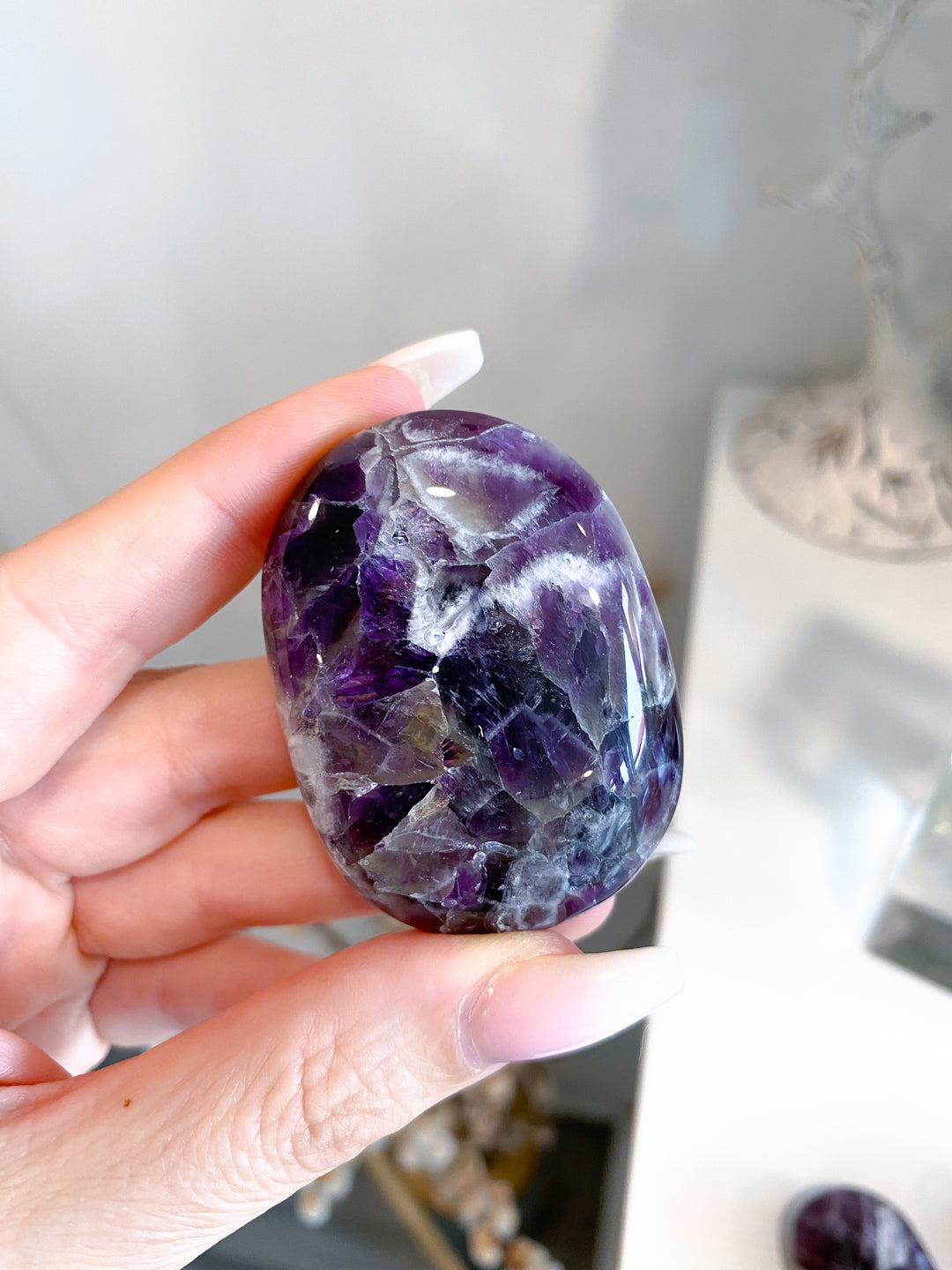 Dream Chevron Amethyst Palm Stone #1